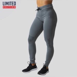 Women’s Gray Born Primitive Textured Knee Jogger Pants Sporty Athletic Active